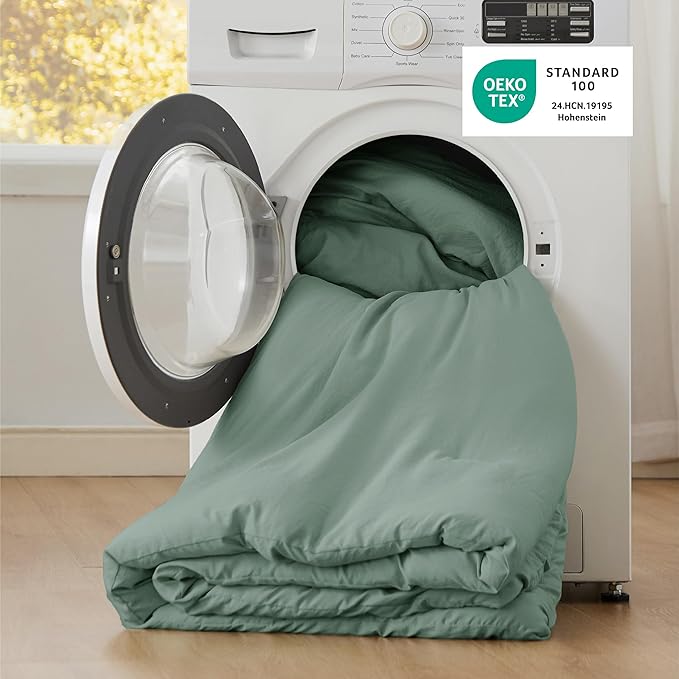 Bedsure King Size Comforter Set, Sage Green Soft Prewashed Bedding for All Seasons, 3 Pieces GentleSoft™ Warm Down Alternative Bed Set, 1 Lightweight Comforter (104"x90") and 2 Pillowcases (20"x36")