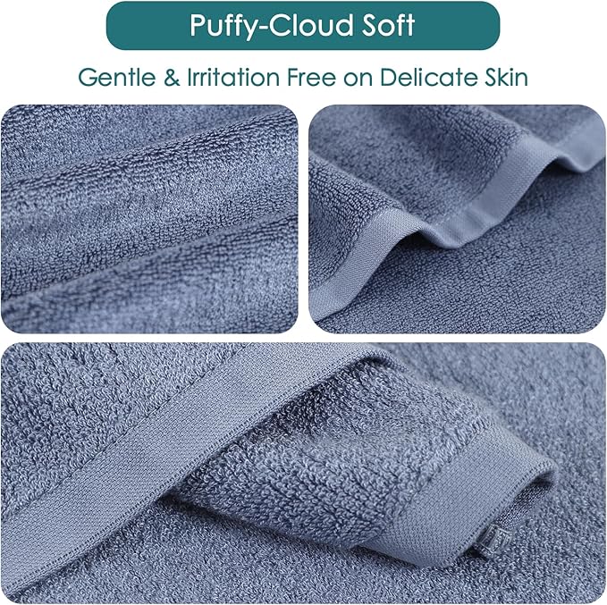 Reusable Makeup Remover Towels, Super Soft and Gentle Face Towels on Sensitive Skin, 13x13 inch Extra Large Wash Cloths for Face and Body, Easy to Clean Fast Dry Denim Blue Facial Cleaning Cloths