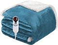 Electric Heated Blanket Twin Size 62"x84", Soft Flannel with Overheat Protection, 6 Adjustable Heat Settings & 10-Hour Auto-Off Timer, Fast Heating for Winter Comfort, Blue