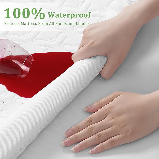 MERITLIFE 100% Waterproof Mattress Protector King Size,Cooling Breathable Mattress Pad Cover 3D Air Fabric,8-21" Extra Deep Pocket,Washable,Noiseless (Beehive,King 78"x80")