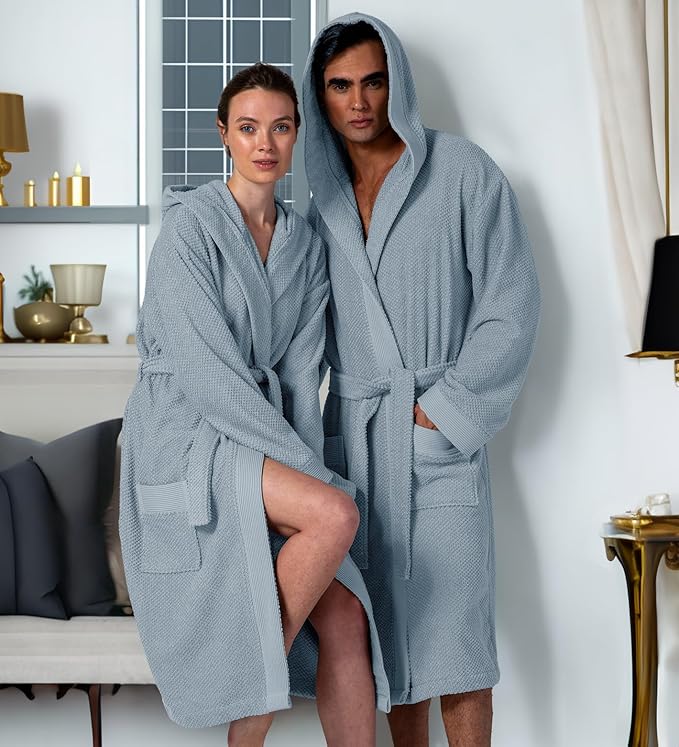 SEYANTE Organic Turkish Cotton Terry Hooded Kimono Bathrobe, Robe for Women