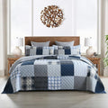 Yvooxny King Quilt Set Bedspread Reversible Plaid Grid Quilted Bedspread 3-Piece Real Patchwork Quilt Bedding Set with Pillowcases for All Seasons, King Size, 108 * 96 Inches