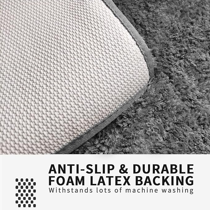 FIFU Bathroom Runner Rug 24" W x 48" L, Bath Mats for Bathroom, Bedroom & Kitchen, Non-Slip Rubber Latex Backing, Comfort & Soft Shower Bathmat & Carpet for Sink, Home & Hallways, Dark Gray