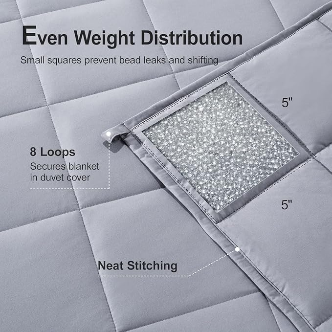 Lofus Weighted Blanket for Adults 10 lbs 60"x 80" Queen Size, Breathable All-Season Weighted Heavy Blankets, Soft Microfiber with Premium Glass Beads for Sleeping, Grey
