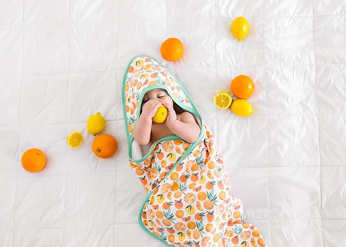 Copper Pearl Premium Knit Hooded Bath Towel with Terry Cloth Interior Citrus