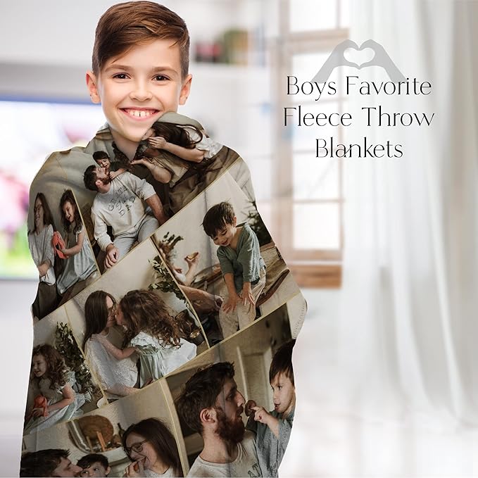 Ships Next Day, Custom Blanket with Picture - Printed in USA, Personalized Photo Blanket (Fleece – 60x80)