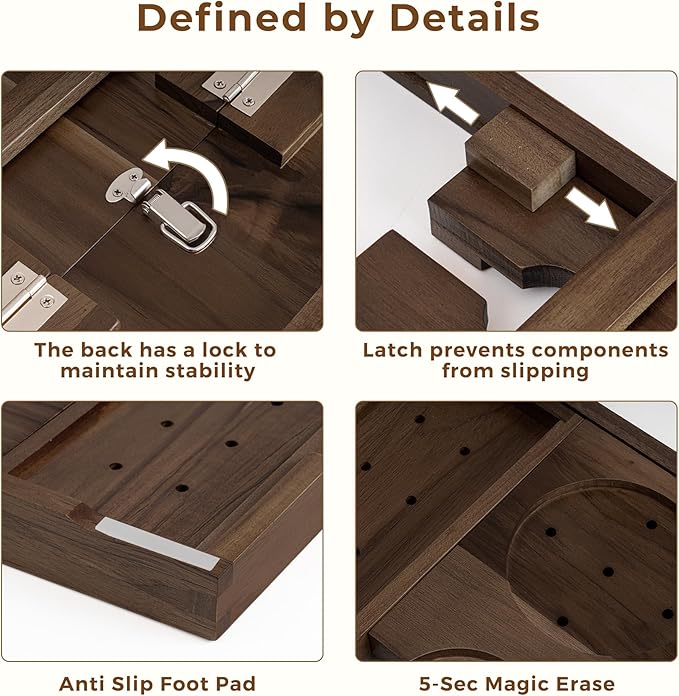 Teak Bathtub Tray Expandable Bathroom Tray for Home Spa Relaxation, Wooden Tray Caddy for Bathtub, Teak Bathtub Caddy as Unique Housewarming, Birthday, Wedding Shower Gifts (Walnut Teak)