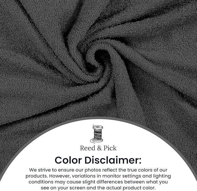 Reed&Pick 24 Pack Dark Grey Hand Towels 100% Cotton Spa Towels – 16x26 inches Highly Absorbable Facial Gym Towel Hair Towels and Face Bulk Small Towel (Not Bleach Proof)