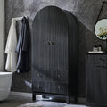 71" Tall Arched Bathroom Storage Cabinet, Modern Fluted Cabinet Storage with 4 Shlves and 2 Drawers, Floor Cabinet for Bathroom, Living Room, Kitchen, Dark Gray