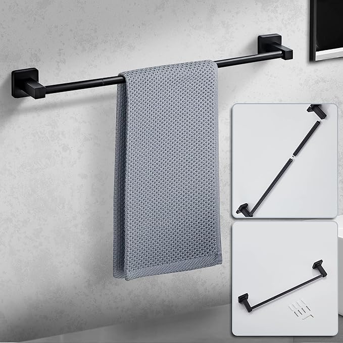 Matte Black Bathroom Hardware Set 8 Pieces,Towel Bar Set Stainless Steel Wall Mounted, Includes 23.6In Hand Towel Bar, Towel Ring, Robe Towel Hooks,Toilet Paper Holder, Bathroom Towel Rack Set
