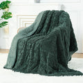 Sherpa Fleece Adult Weighted Blanket Great for Sleep, 15 lbs Dual Sided Soft Fuzzy Heavy Blankets for Couch Bed Sofa, Cozy Warm Fluffy Jacquard Throw for Winter (Green, 60" x 80", 15 Pounds)