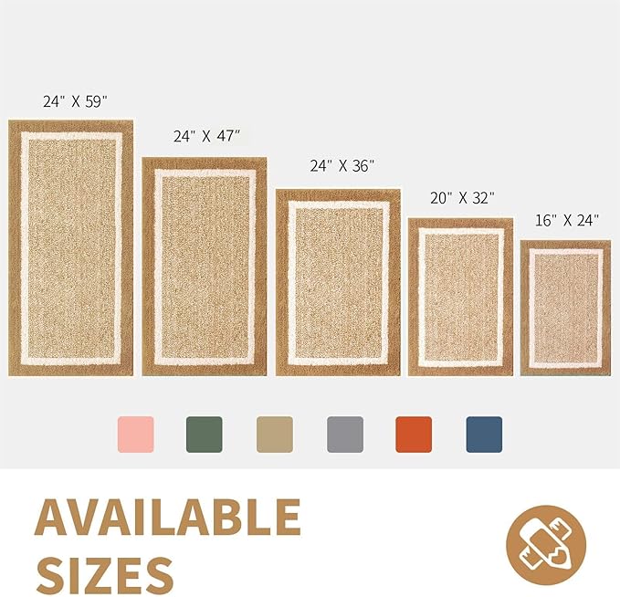 CozeCube Bath mats for Bathroom Non Slip, Fluffy Absorbent Microfiber Bath mat Washable, Aesthetic Bathroom Rugs, Large Beige Bath mat, Beige, 36" x 24"