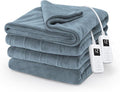 Sunbeam Electric Royal Luxe Microplush Heated Blanket, 12 Heat Settings, 12-Hour Auto Shut-Off, Fast Heating, Warm and Cozy, Cadet Blue Color, Queen (90" x 84")