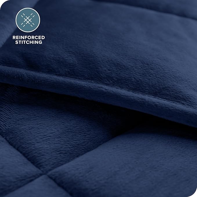 Bare Home Weighted Blanket Twin or Full Size 10lb (40" x 60") - Minky Fleece - Premium Heavy Blanket Nontoxic Glass Beads (Dark Blue, 40"x60")