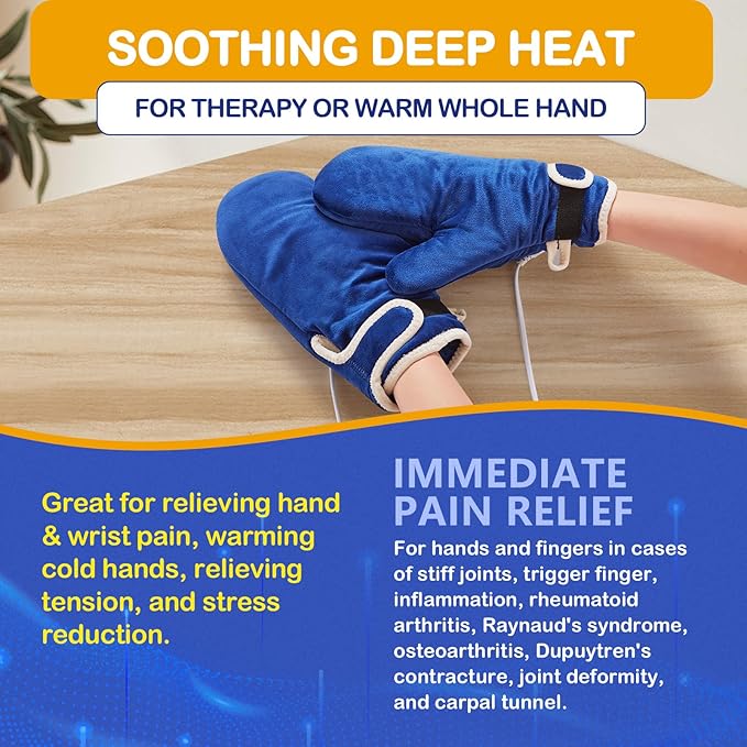 Heated Gloves for Hand Pain Relief, 2 Pack Electric Wrist/Fingers/Whole Hand Heating Pad, 86-158℉ & Auto Shut Off Heated Mittens, Ideal for Arthritis Pain Relief & Carpal Tunnel Relief