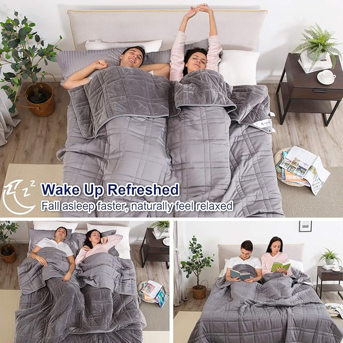 OMYSTYLE Weighted Blanket for Adults, Reversible Tencel/Short Plush Warming & Cooling 2 in 1 All Season Heavy Blanket - Bonus Carry Bag Included