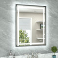 TETOTE 28 x 36 Bathroom LED Mirror Brushed Gunmetal Gray Frame Frontlit & Backlit Vanity Mirror Anti-Fog Stepless Dimmable 3 Colors White/Warm/Natural Wall-Mounted