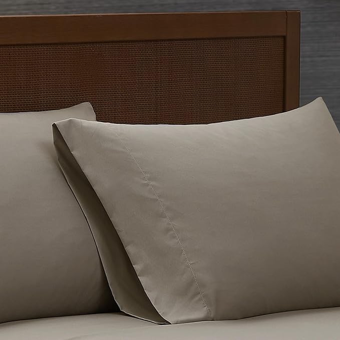 London Fog Garment Wash Solid Khaki King 6 Piece Sheet Set