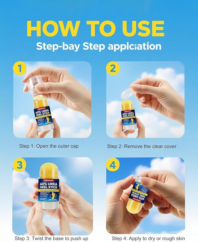 Urea Cream 60 Percent with 2% Salicylic Acid, Maximum Strength Foot Cream for Rough, Dry Cracked Feet Hands and Elbows, Urea Stick Callus Remover Skin Softener Hydrating Balm 2 Pack (1.41oz Each)