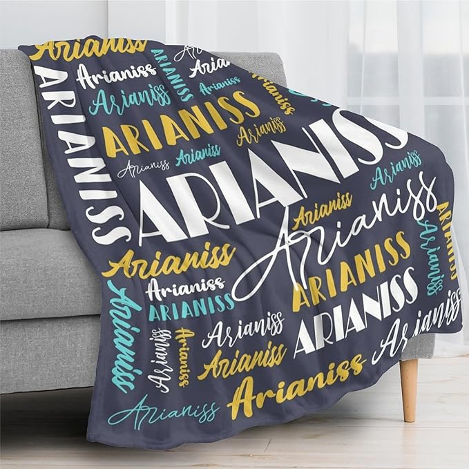 Name Blanket Personalized Blanket for Adult Kids Flannel Customize Throw Blanket Custom (Color 09, 50 x 60 Inches)