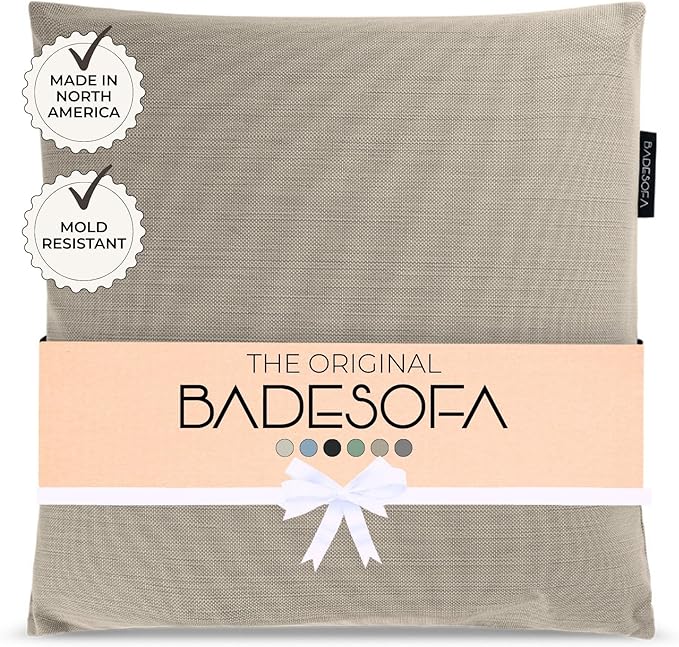 BADESOFA® Luxury Bath Pillow M - Lusciously Soft & Comfortable Tub Pillow for Bathtub - Washable & Quick-Drying Bath Back Pillow - Non-Slip Full Body Tub Pillow - Luxury Spa Cushion in Beige