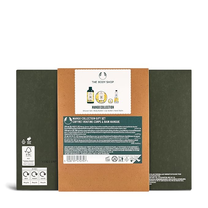 The Body Shop Mango Collection Gift Set - 4 Piece Set, Shower Gel, Body Butter, Lip Butter, Hand Balm, Vegan