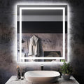 ISKM 32''x36'' LED Mirror for Bathroom Lighted Vanity Mirror for Wall Front Lights + Backlit LED Bathroom Mirror Anti-Fog Tempered Glass ETL Listed
