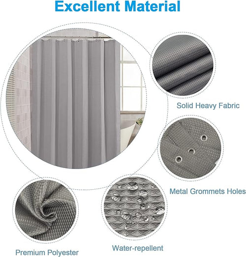 AmazerBath Grey Shower Curtain, Waffle Shower Curtain Gray, Premium Fabric with Waffle Weave, Heavy Duty 240GSM, Hotel Quality Bathroom Shower Curtains, 72 x 72 Inches
