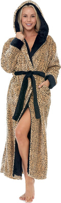 Alexander Del Rossa Womens Robe, Long Plush Bathrobe with Hood, Hooded Robes for Women Plus Size Bath Robe