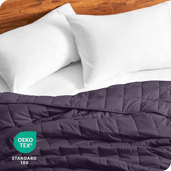Bare Home Weighted Blanket Full or Queen Size 12lb (48" x 72") for Adults - All-Natural 100% Cotton - Premium Heavy Blanket Nontoxic Glass Beads (Eggplant, 48"x72")