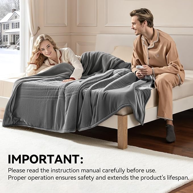 Heated Blanket Throw, Ultra Soft Flannel Electric Blanket, Consistent & Even Heating, Heated Throw with 8 Heat Levels 8-Hour Auto Off, Overheat Protection, Warm Gifts for Grandma (50"x60")
