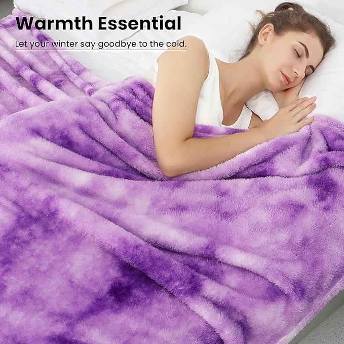 Fleece Throw Blanket Cozy Soft Lightweight Throw Blankets Warm Plush Purple Fall Blankets and Throws Couch Sofa Bed Camping Travel Picnic Outdoor Blanket Bedding Kid Baby Boys Girls Adults