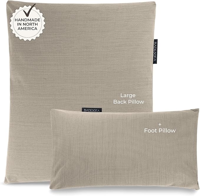 BADESOFA® Luxury Bath Pillow Set 2-Piece – Large Back Pillow & Foot Pillow for Tub – Spa-Grade Comfort for Head, Neck, Back & Feet – Quick Drying Bathtub Cushion Set in Beige