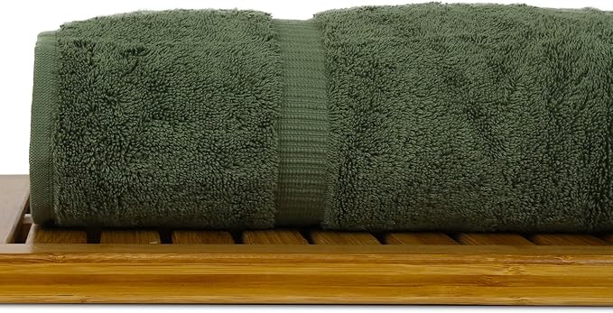 Luxury Hotel & Spa Ultra Soft Bath Towels 100% Turkish Cotton - Moss - Set of 2