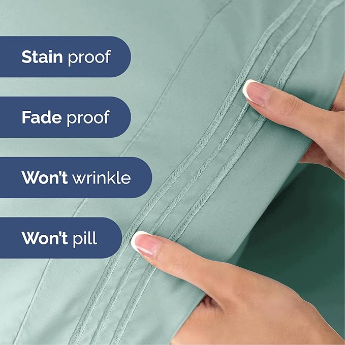 Cal King Size 4 Piece Sheet Set - Extra Soft, Breathable & Cooling - Hotel Luxury Durable Bed Sheets for Women & Men - Deep Pockets, Easy-Fit & Wrinkle-Free - Light Teal Oeko-Tex