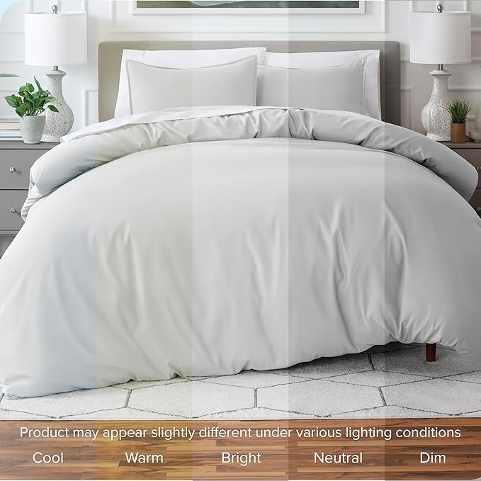 Bare Home Bedding Duvet Cover Oversized Queen - Premium 1800 Super Soft Collection - Lightweight, Cooling - Soft Breathable Bedding Duvet Cover (Oversized Queen, Cloud Grey)