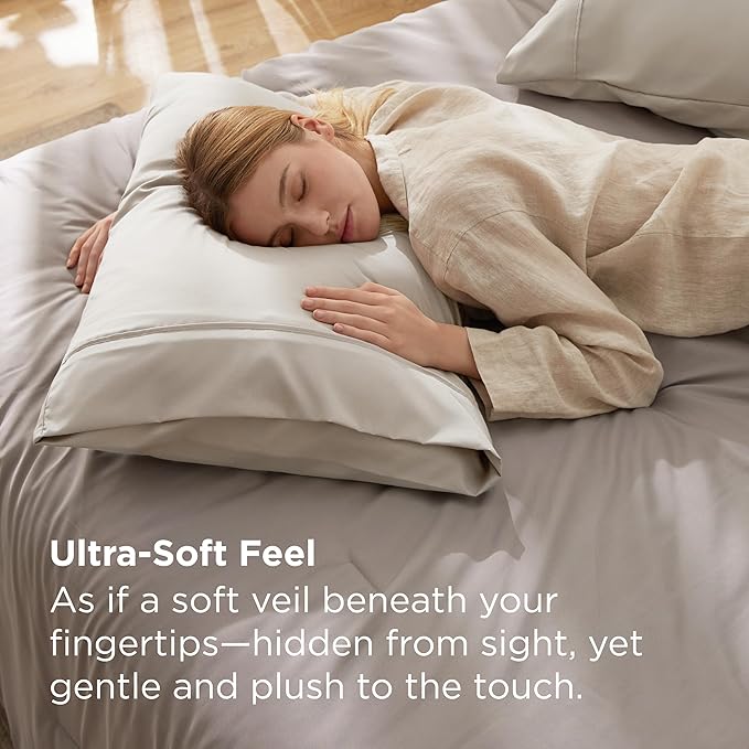 Bedsure Pillow Cases Standard Size Set of 2 - Brushed Microfiber Pillowcases, Super Soft Pillowcase, Pillow Case Covers with Envelope Closure, Wrinkle, Fade and Stain Resistant, Linen, 20x26 Inches