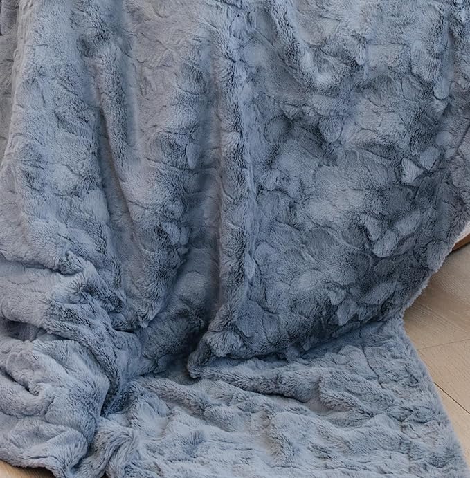 GRACED SOFT LUXURIES Throw Blanket Large Softest Warm Elegant Cozy Faux Fur for Home, Couch, Sofa, Chair, Den, Living Room (Solid Gray, Extra Large 60" x 80")