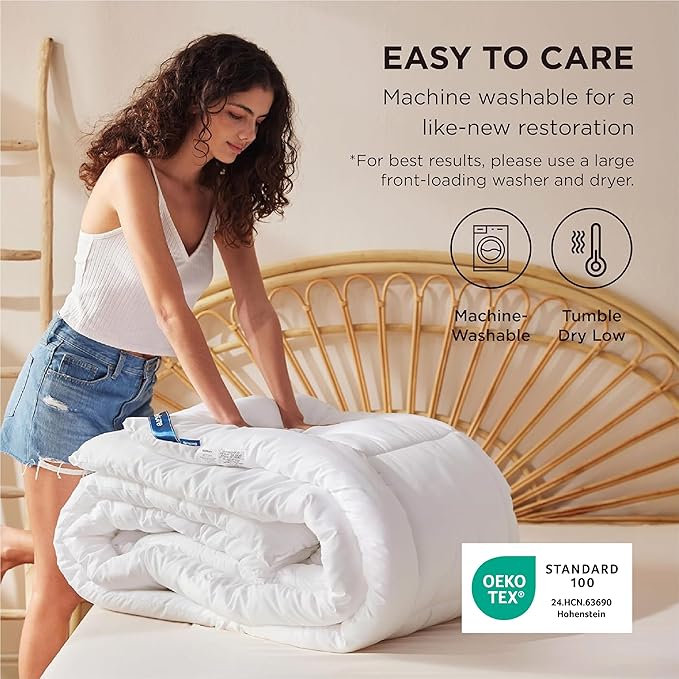 Bedsure Comforter Duvet Insert - Quilted Comforters Oversized King Size, All Season Duvet, GentleSoft Down Alternative Bedding, with 8 Tabs, Gifts for Women/Men, White, Oversized King 116 x 98 Inches