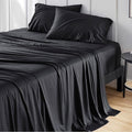 Bedsure California King Sheet Sets, Cooling Sheets for Hot Sleepers, Rayon Derived from Bamboo, Breathable & Soft, Deep Pocket Up to 16 Inches, Hotel Luxury Silky Bedding, Black