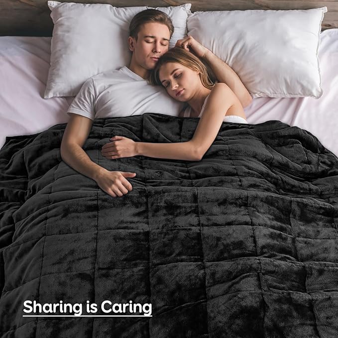 Sivio Weighted Blanket for Adult, 15 lbs Sherpa Heavy Throw with Fleece Reversible, Queen Size, Weighted Blanket for Men and Women Deep Sleeping, 80 x 87Inches Dual Sided Black