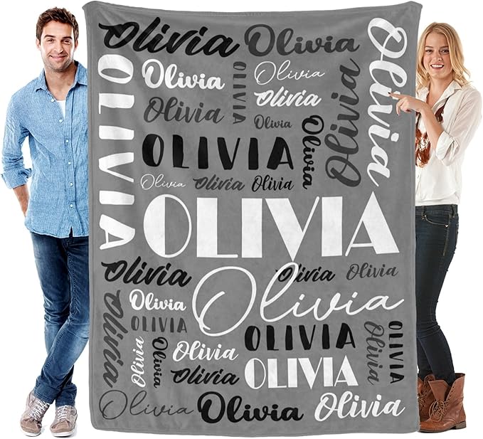 Name Blanket Personalized Blanket for Adult Kids Flannel Customize Throw Blanket Custom (Color 12, 30 x 40 Inches)