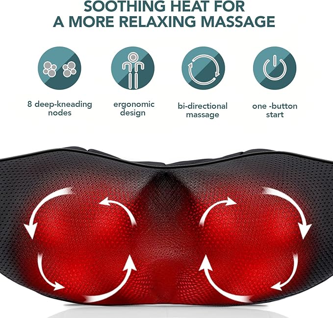 MagicMakers Electric Shiatsu Neck Massager with Heat - Pain Relief for Back, Shoulders & Feet - Gift for Men, Women, Mom & Dad - From Daughter or Son - Ideal for Christmas, Mother's Day & Father's Day