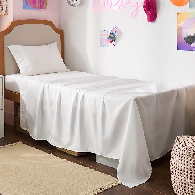 Bedsure Twin XL Sheet Sets Dorm Bedding - 3 Pieces Soft Extra Long Twin Sheets, Hotel Luxury, Easy Care Microfiber for Women, Men, Bright White