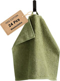 SEMAXE 100% Cotton Washcloths for Bathroom - 24 Pack, Quick-Dry Face Towels with Hanging Loop, Highly Absorbent and Soft, 13x13 Inch, Green