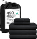 LANE LINEN Sheets for Split King Adjustable Bed – 450 Thread Count 100% Cotton, Soft & Cooling Sateen Weave, 15” Deep Pocket Fully Elasticized Fitted Sheet, Machine Washable, Black