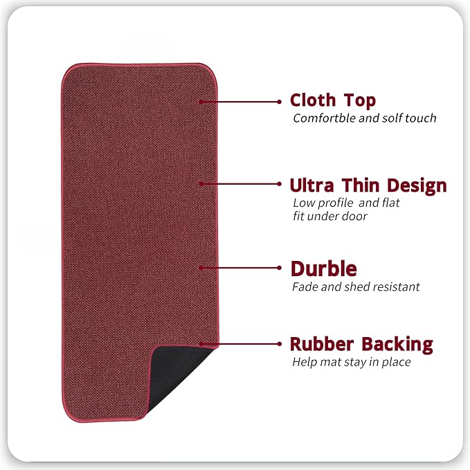 Christmas Bath Mat,Ultra Thin Bathroom Runner Rugs,Large Bath Mats for Bathroom,Quick Dry,Non-Slip,Machine Washable,Low Pile,Bath Rug,Shower Outside,Sink,Home Decor Accessories.Red,（17x35inch）