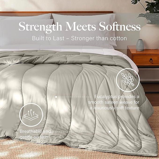 Modern Threads Tencel Lyocell Luxury Ultra Soft Down Alternative Comforter, Taupe, Queen