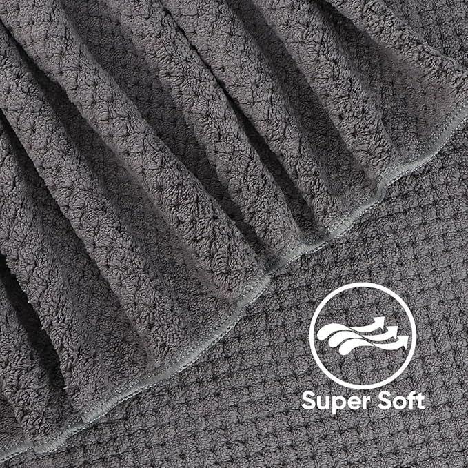 HOMEXCEL Bath Towel Set Pack of 4, 30 x 60 Inches Large Microfiber Bath Towels, Soft, Absorbent, and Quick Dry Towels for Bathroom, Pool, Beach, Swim, and Yoga, Large Bathroom Towels, Grey