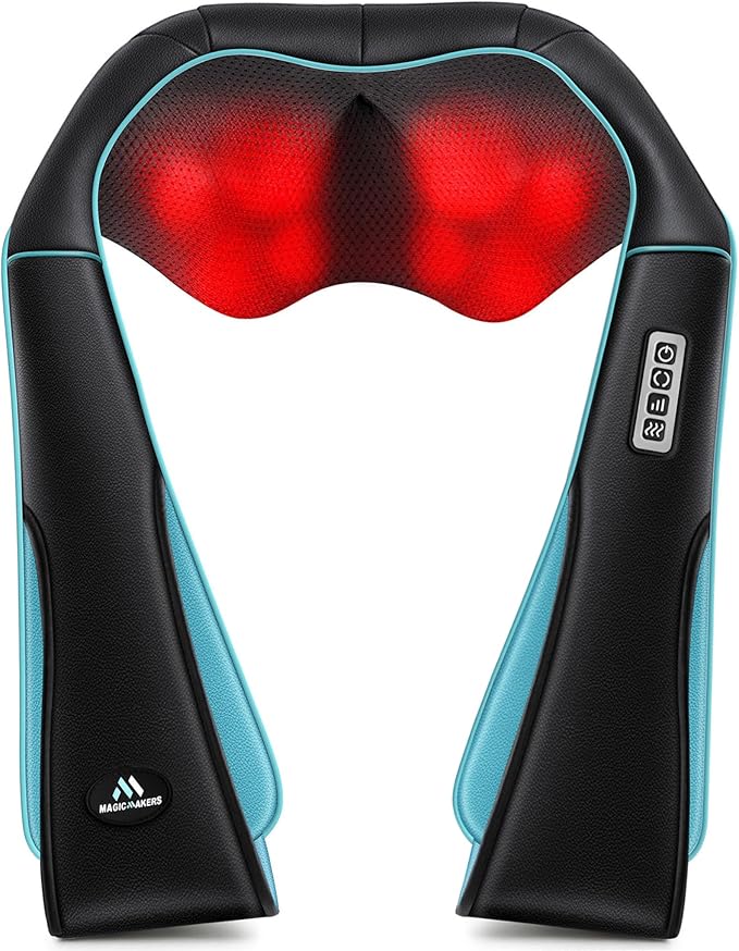 MagicMakers Electric Shiatsu Neck Massager with Heat - Pain Relief for Back, Shoulders & Feet - Gift for Men, Women, Mom & Dad - From Daughter or Son - Ideal for Christmas, Mother's Day & Father's Day